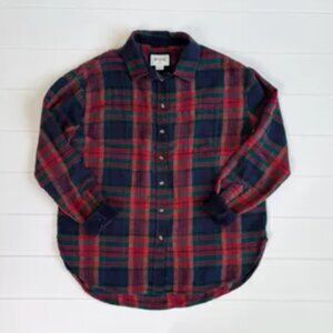 AE Oversized Flannel Shirt in red/nay plaid